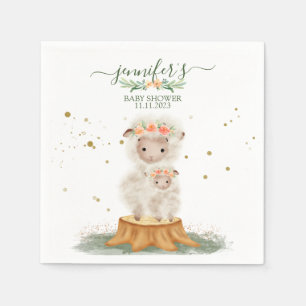 Serviette En Papier Baby shower thème bois mignon fête Mouton