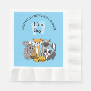 Serviette En Papier Baby Shower Thème Bois pour Garçon