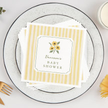 Baby Shower Tournesol & Rayures Jaunes