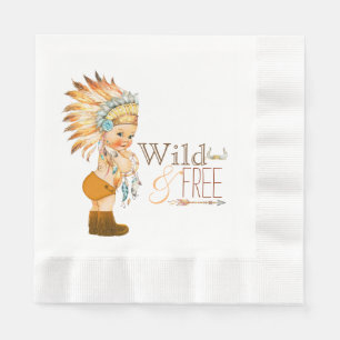 Serviette En Papier Baby Shower Tribal Sauvage et Libre Garçon