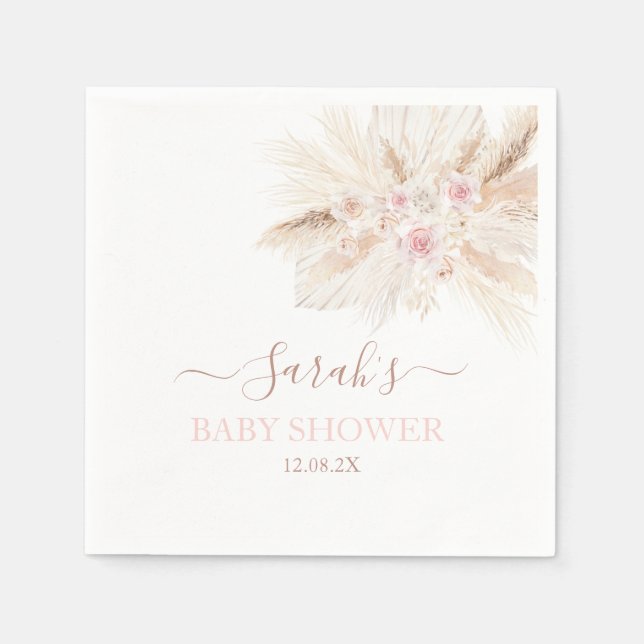 Serviette En Papier Baby shower Tropical rose vif serviettes (Devant)