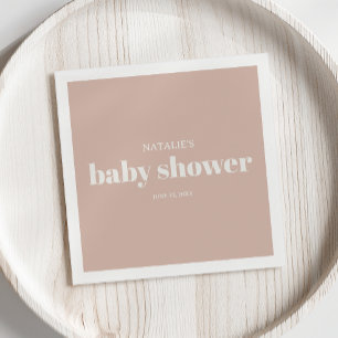 Serviette En Papier Baby-Shower Typographie en grès rose