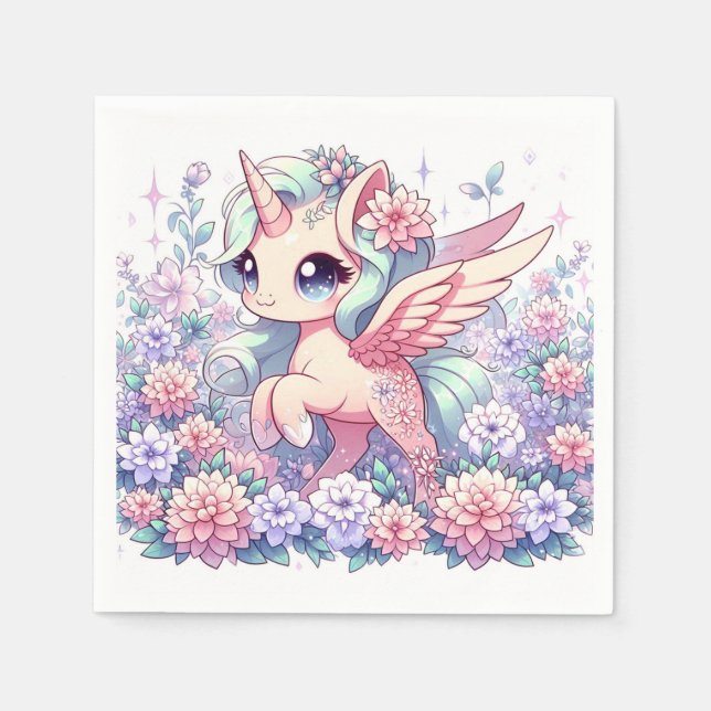Serviette En Papier Baby shower Unicorn mignon (Devant)