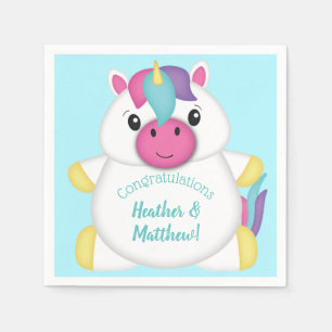 Serviette En Papier Baby shower Unicorn Turquoise