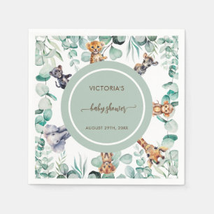Serviette En Papier Baby shower végétal Safari Botanique Animaux
