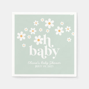 Serviette En Papier baby shower vert boho Daisy serviettes