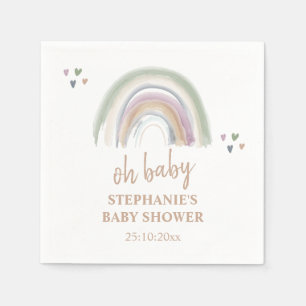 Serviette En Papier Baby shower vert Boho Muted Rainbow Sage