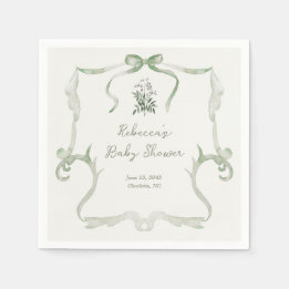 Serviette En Papier Baby Shower Vert Neutral Préparatoire Grandmillenn