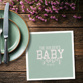 Serviette En Papier Baby shower vert Sage Neutre Sexe serviettes