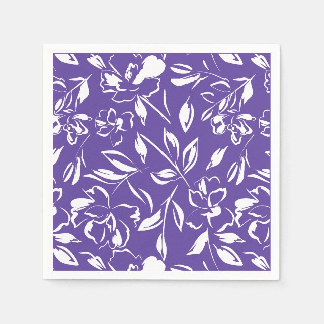 Serviette En Papier Baby shower violet fleur sauvage (Devant)