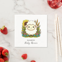 Serviette En Papier Baby shower Whimsical Pastel Sheep