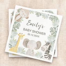 Serviette En Papier Baby shower Wild One Safari Affiche de bienvenue