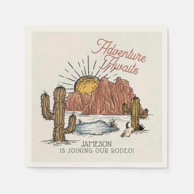 Serviette En Papier Baby shower Wild West Rodeo (Devant)