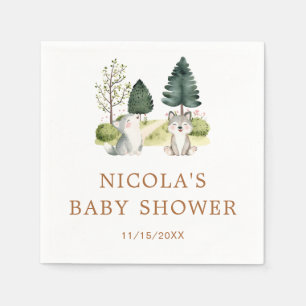 Serviette En Papier Baby shower Wolf Woodland