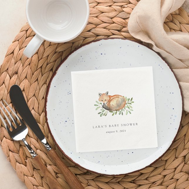 Serviette En Papier Baby shower Woodland Fox (Créateur téléchargé)