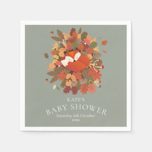 Serviette En Papier Baby shower Woodland Fox / Saupoudrer