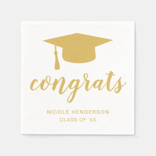 Serviette En Papier Bac de diplôme Gold et White Congrats