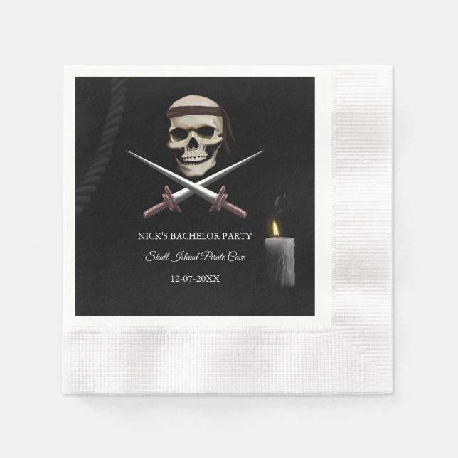 Serviette En Papier Baccalauréat en pirate / Fête d'anniversaire - thè (Devant)