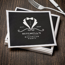 Serviette En Papier Bachelor Party Tuxedo Suit Bowtie Black Wedding