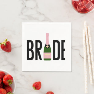 Serviette En Papier Bachelorette Bride Champagne Rose