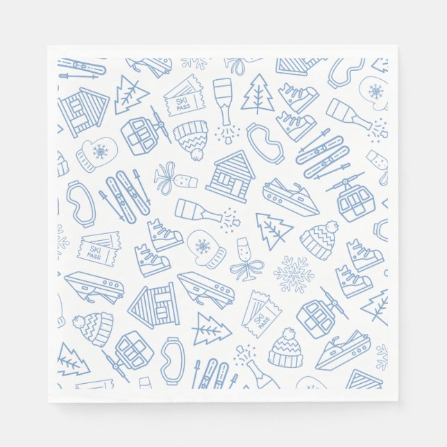 Serviette En Papier Bachelorette De Ski Dernier Toast Sur Les Pistes (Devant)