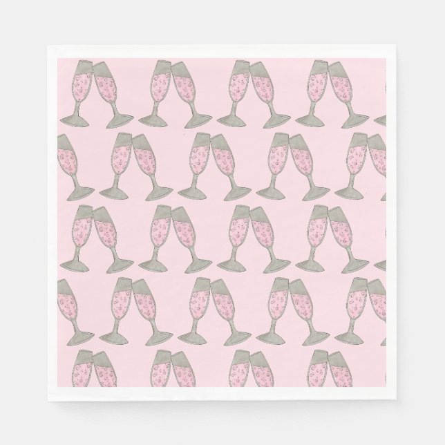 Serviette En Papier Bachelorette Fête des mariées Champagne Rose (Devant)