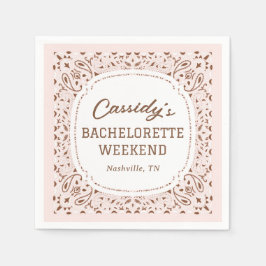 Serviette En Papier Bachelorette occidentale rose et Brown