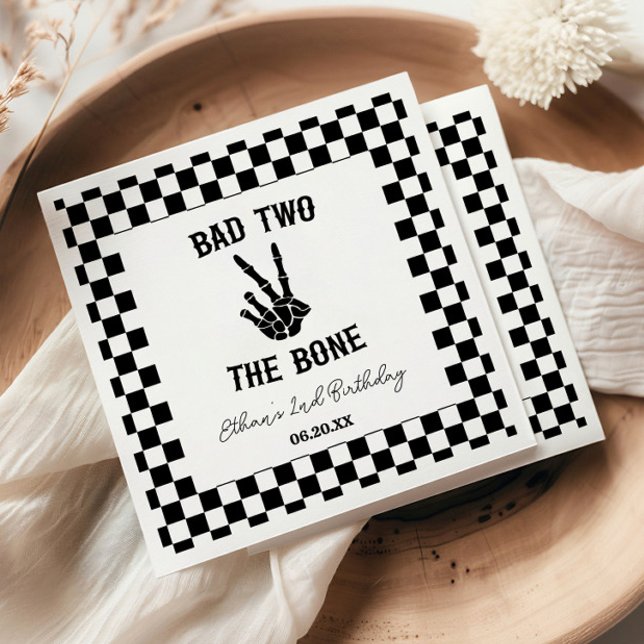 Serviette En Papier Bad Two The Bone Skeleton 2e fête d'anniversaire (Créateur téléchargé)