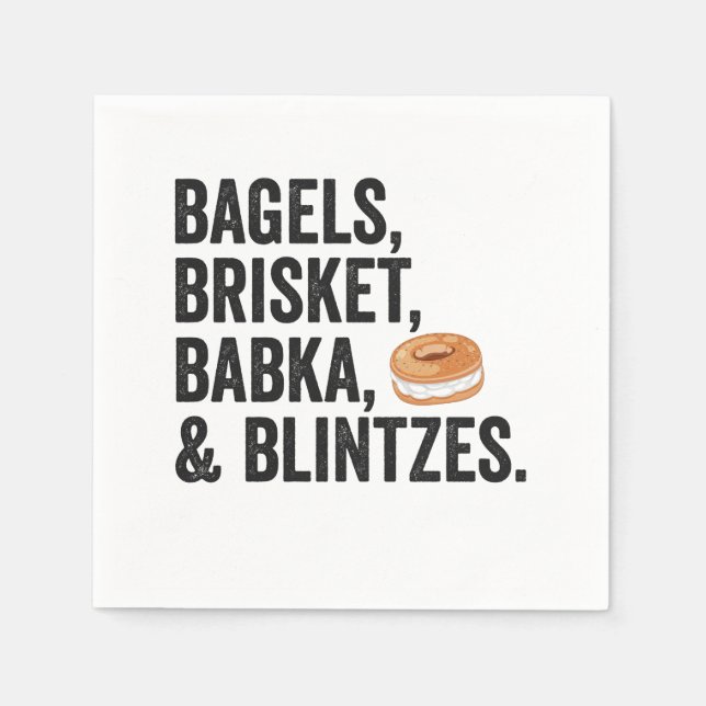 Serviette En Papier Bagels Hanoukka Juif Brisket Bakka Blintzes cadeau (Devant)