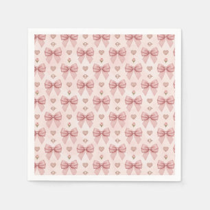 Serviette En Papier Bague diamant à ruban rose motif cœur