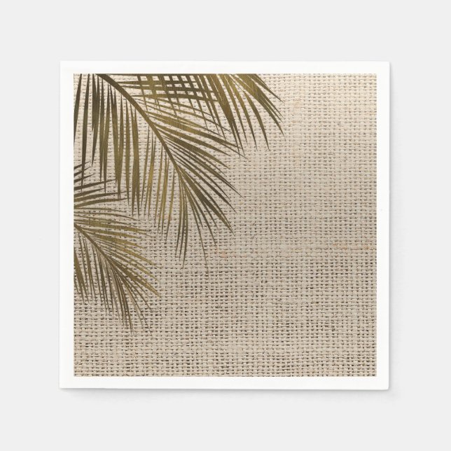 Serviette En Papier Bahama Breeze Bronze Palm Rustique Burlap Mariage (Devant)