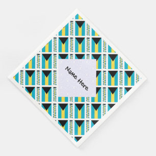 Serviette En Papier Bahamas Drapeau Bahamien Personnalisé avec Nom 