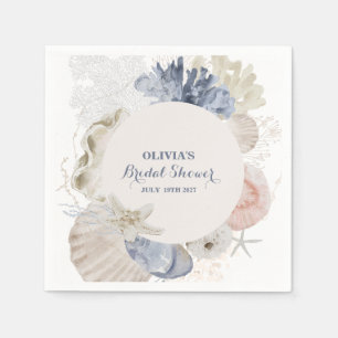Serviette En Papier Baie côtière coquillage bleu shower de mariage