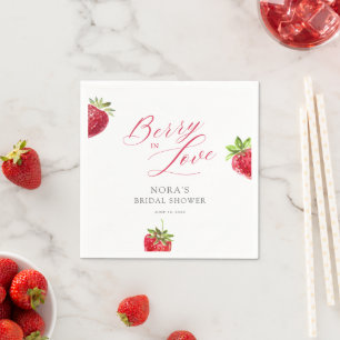Serviette En Papier Baie dans l'eau d'amour aquarelle fraise