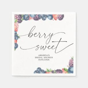 Serviette En Papier Baies aquarelles - texte de baie sucrée