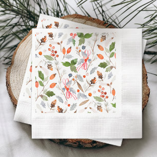 Serviette En Papier Baies botaniques hivernales et feuillage de fêtes