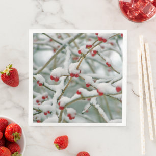 Serviette En Papier Baies rouges dans la neige