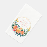 Baigne de mariage floral aquarelle orange rustique