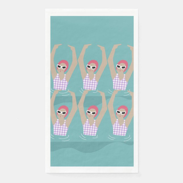 Serviette En Papier Baigneurs artistiques | Illustration de natation a (Devant)