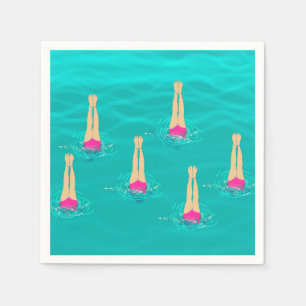 Serviette En Papier Baigneurs Artistiques Nageant Sous L'Eau