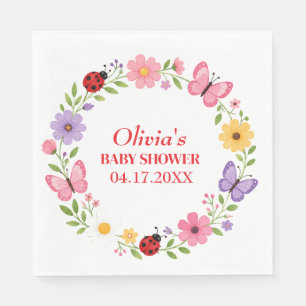 Serviette En Papier Bain de bébé fille Fleur sauvage coccinelle