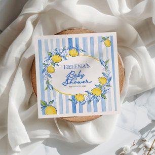 Serviette En Papier Bain de bébé rayé bleu méditerranéen