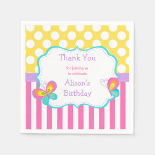 Serviette En Papier Baisers à papillon et fête des voeux d'anniversair
