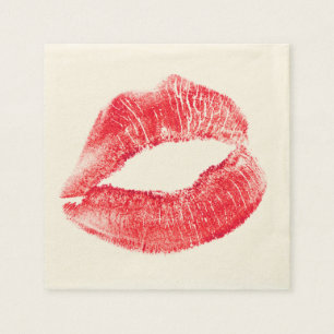 Serviette En Papier Baisers de la serviette de papier de lèvres rouge