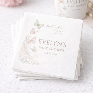 Serviette En Papier Baisers de papillon élégants Vœux de bébé Baby Sho