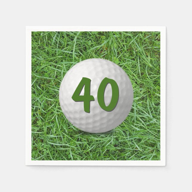 Serviette En Papier Bal de golf 40e anniversaire sur l'herbe (Devant)
