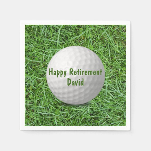Serviette En Papier Bal de golf de retraite sur l'herbe (Devant)