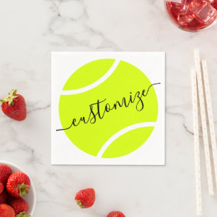 Serviette En Papier Bal de Tennis Livre personnalisées Script Cocktail