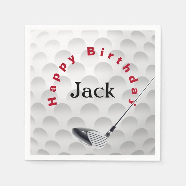 Serviette En Papier Bal Et Club De Golf Anniversaire (Devant)