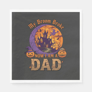 Serviette En Papier Balai Papa Brisé Halloween Maison Hantée Moustache